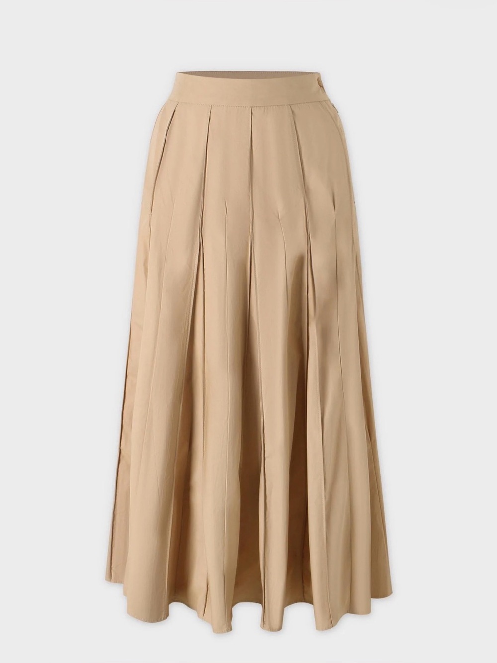 Tan Cotton Pleated Maxi Skirt - NWT